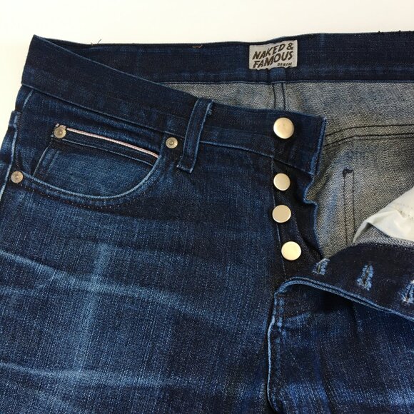Naked & Famous Skinny Guy Selvedge Button Fly Jeans 32 - Picture 3 of 12